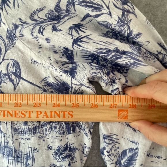 Joie Blue and White Linen Long Sleeve Blouse 2X - Picture 8 of 10